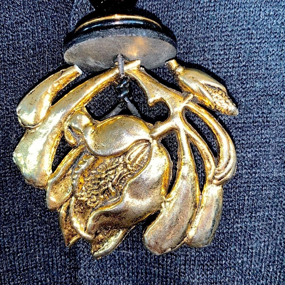 'Ragamuffin Couture' Brass Rose artisan Necklace, black leather cord, beads OOAK - Picture 8 of 13